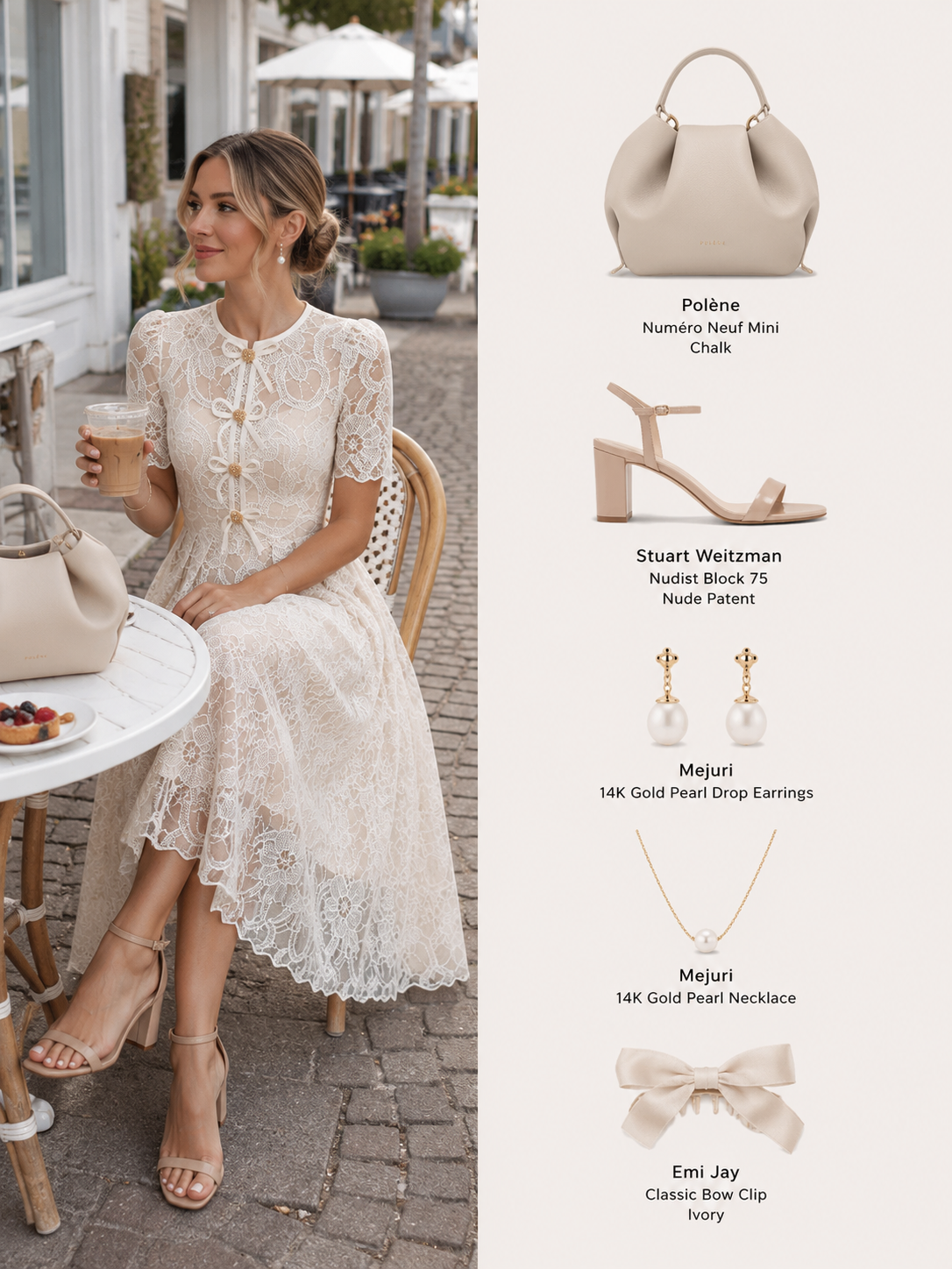 Cream Lace Bow Midi Dress – Romantic Puff Sleeve Summer Dress