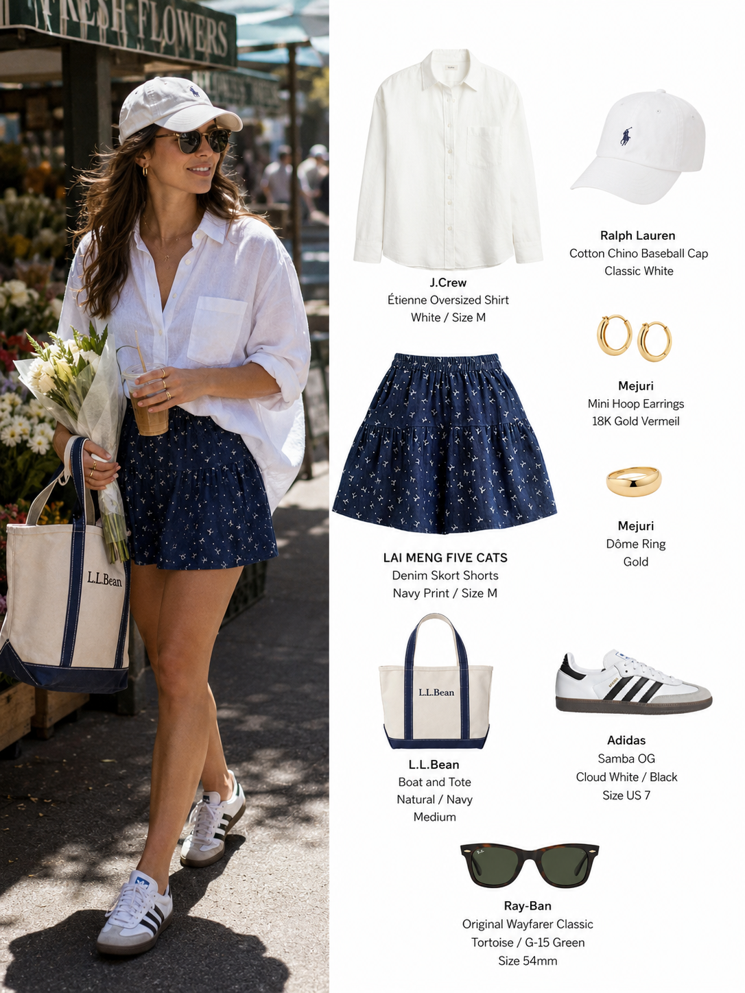 Floral Denim Skort Shorts – Elastic Waist & Pockets - LAI MENG FIVE CATS