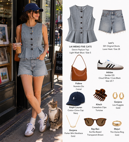 Sleeveless Denim Button Front Top