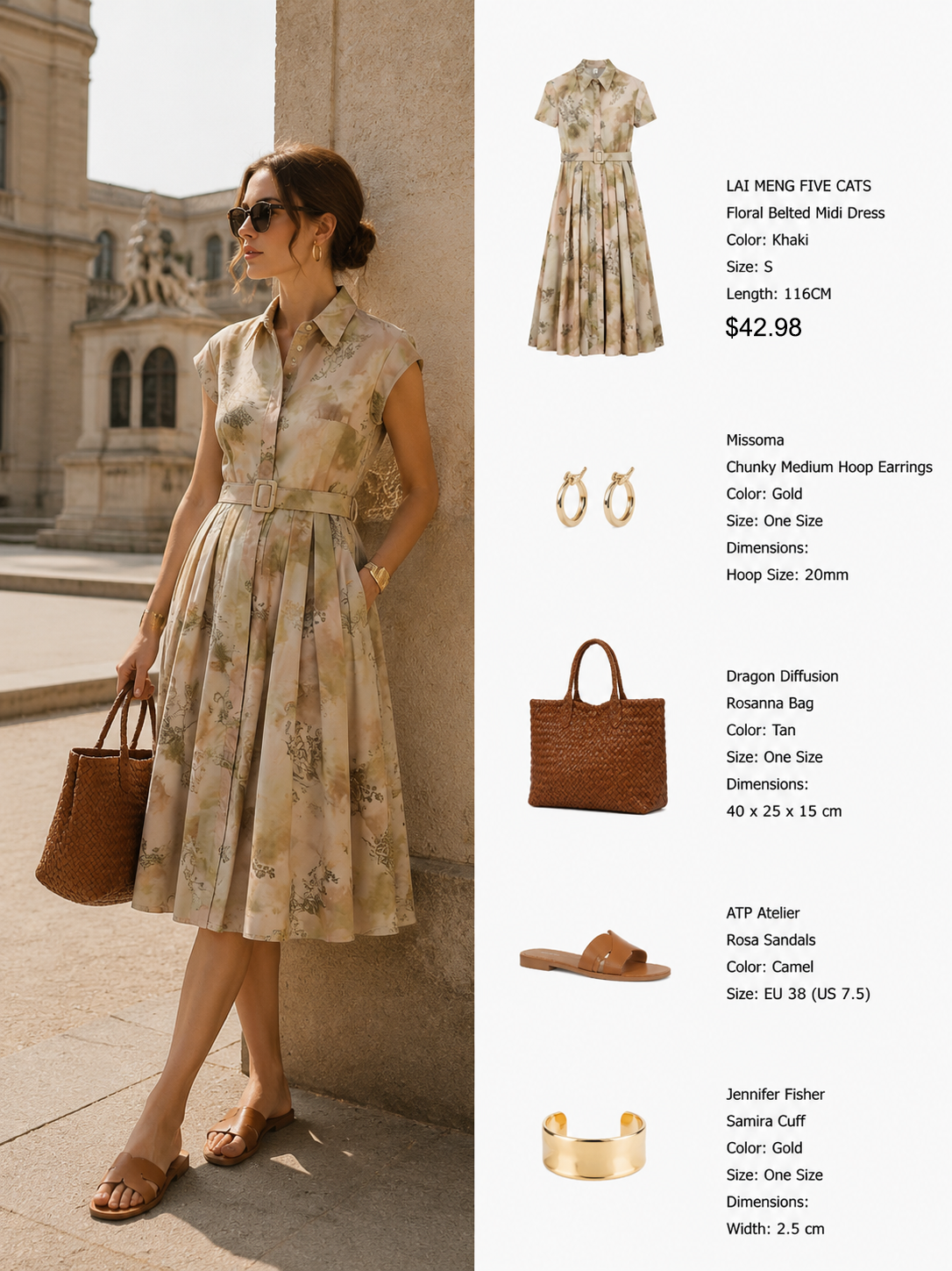 The Gallery Stroll Printed Belted Midi Dress