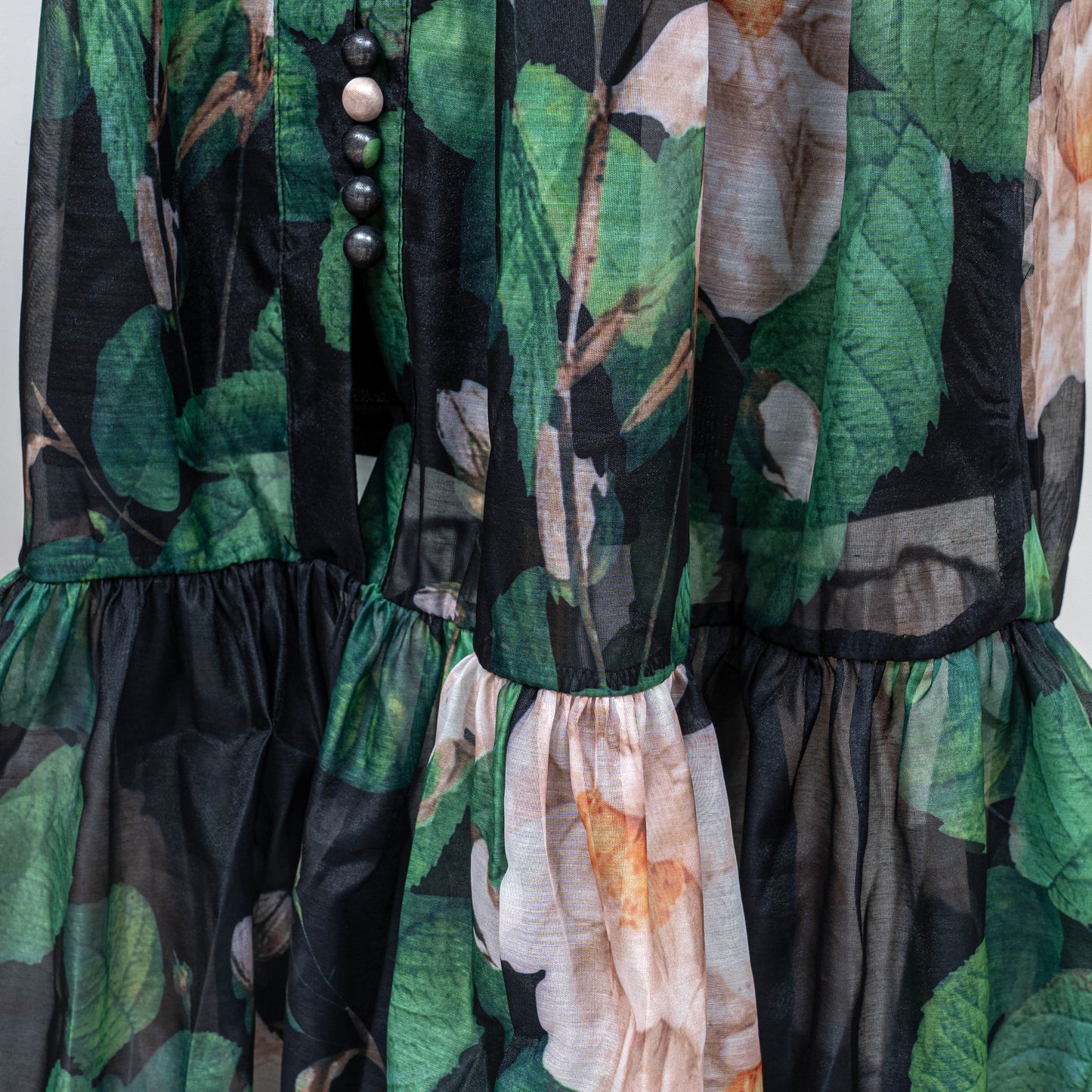 Women's Floral Print Puff Sleeve Fishtail Loose Maxi Dress