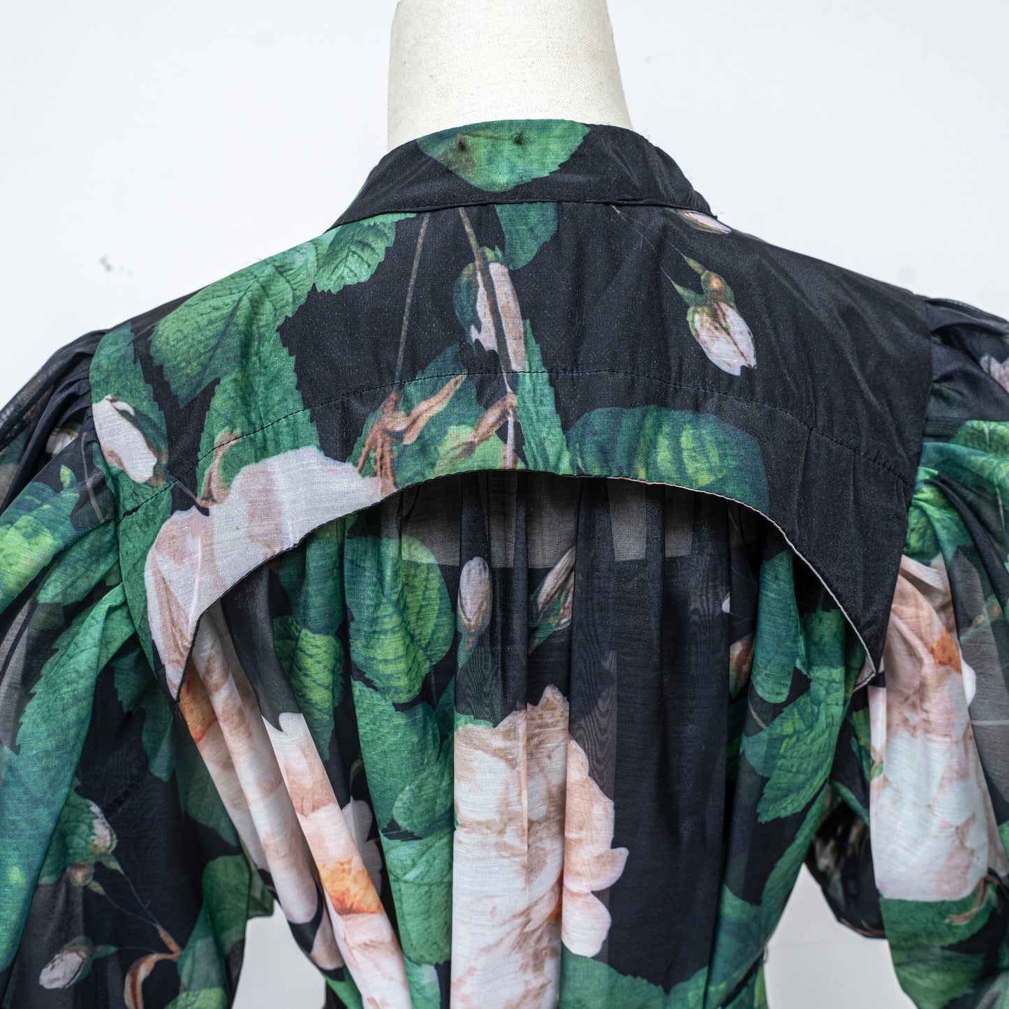 Women's Floral Print Puff Sleeve Fishtail Loose Maxi Dress