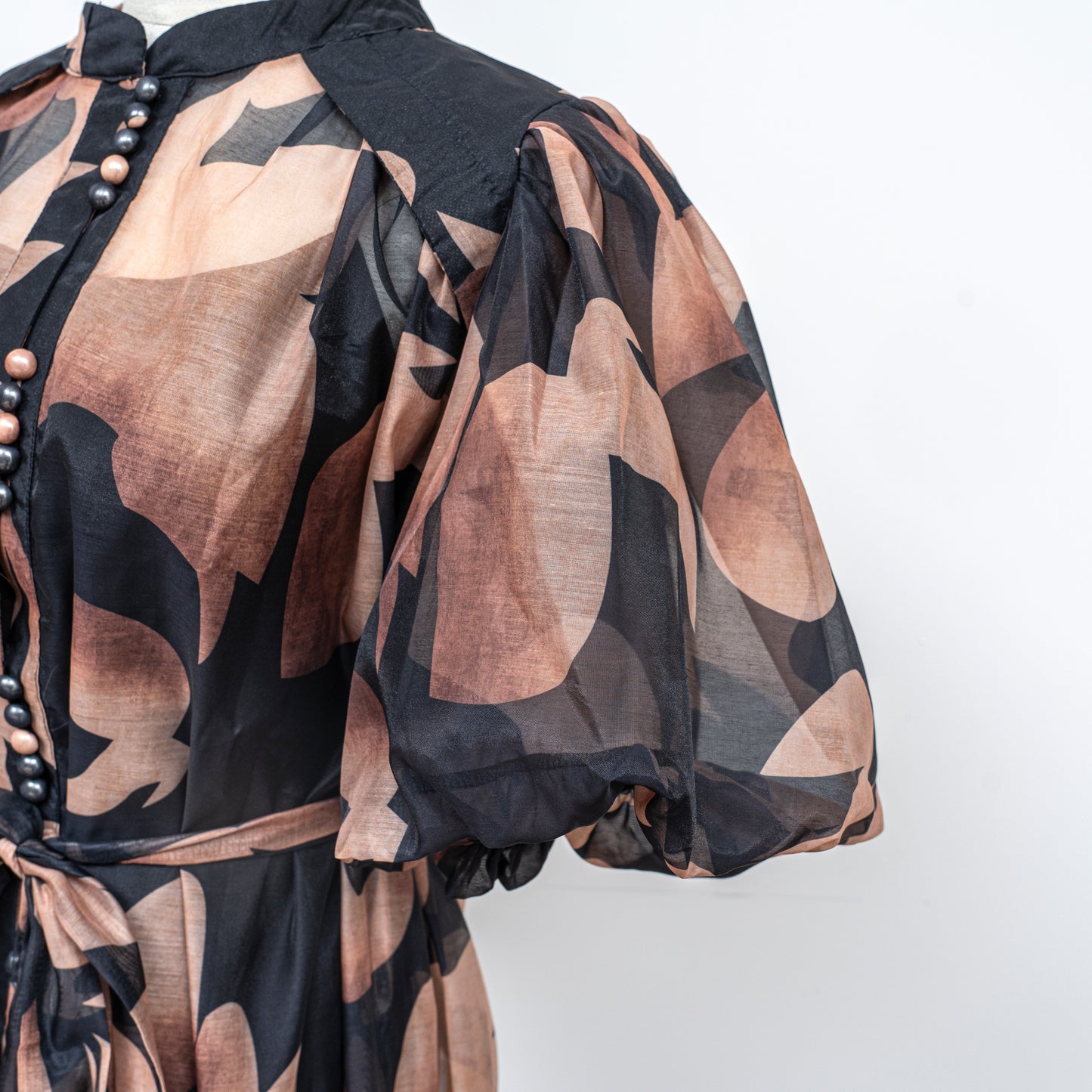 Women's Floral Print Puff Sleeve Fishtail Loose Maxi Dress