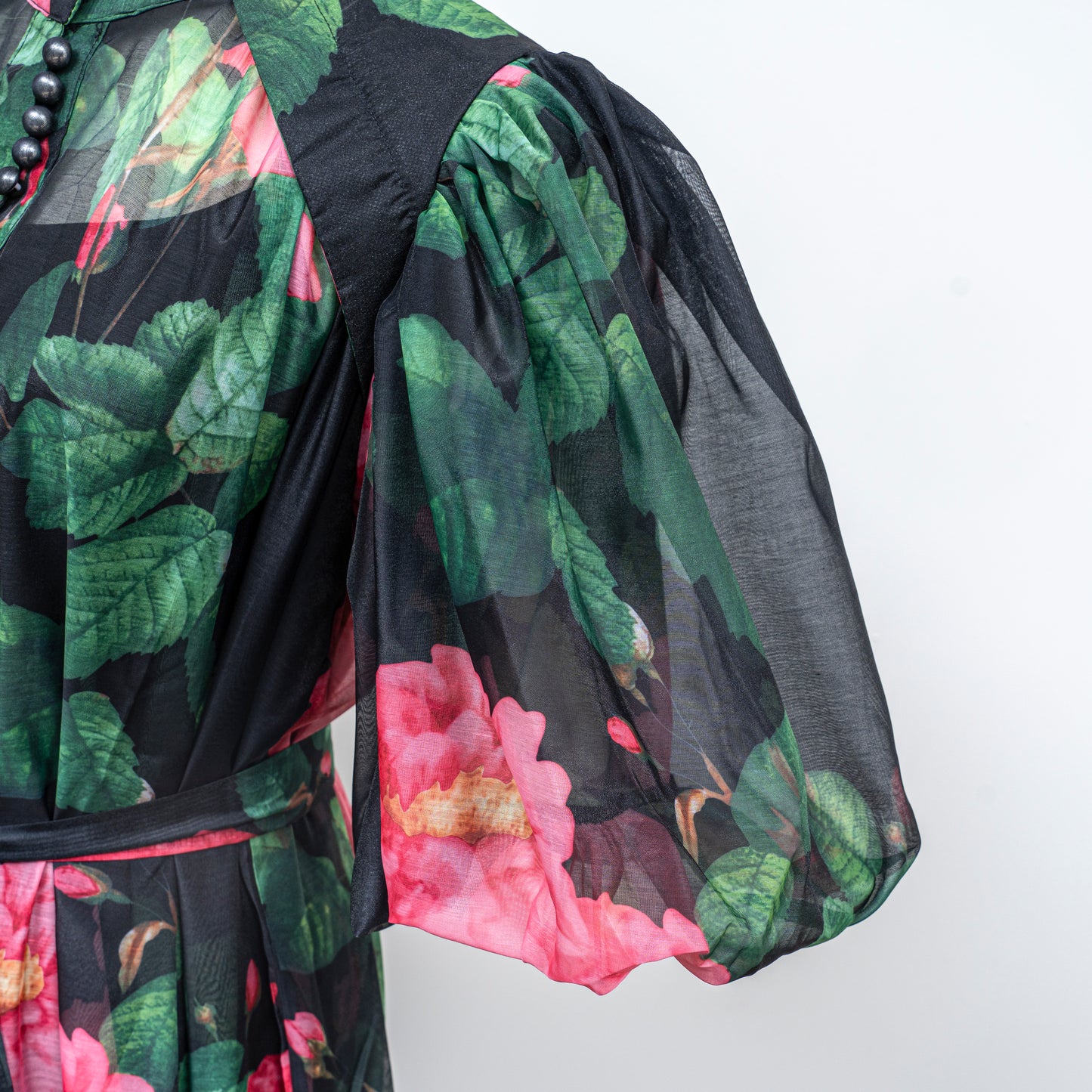 Women's Floral Print Puff Sleeve Fishtail Loose Maxi Dress