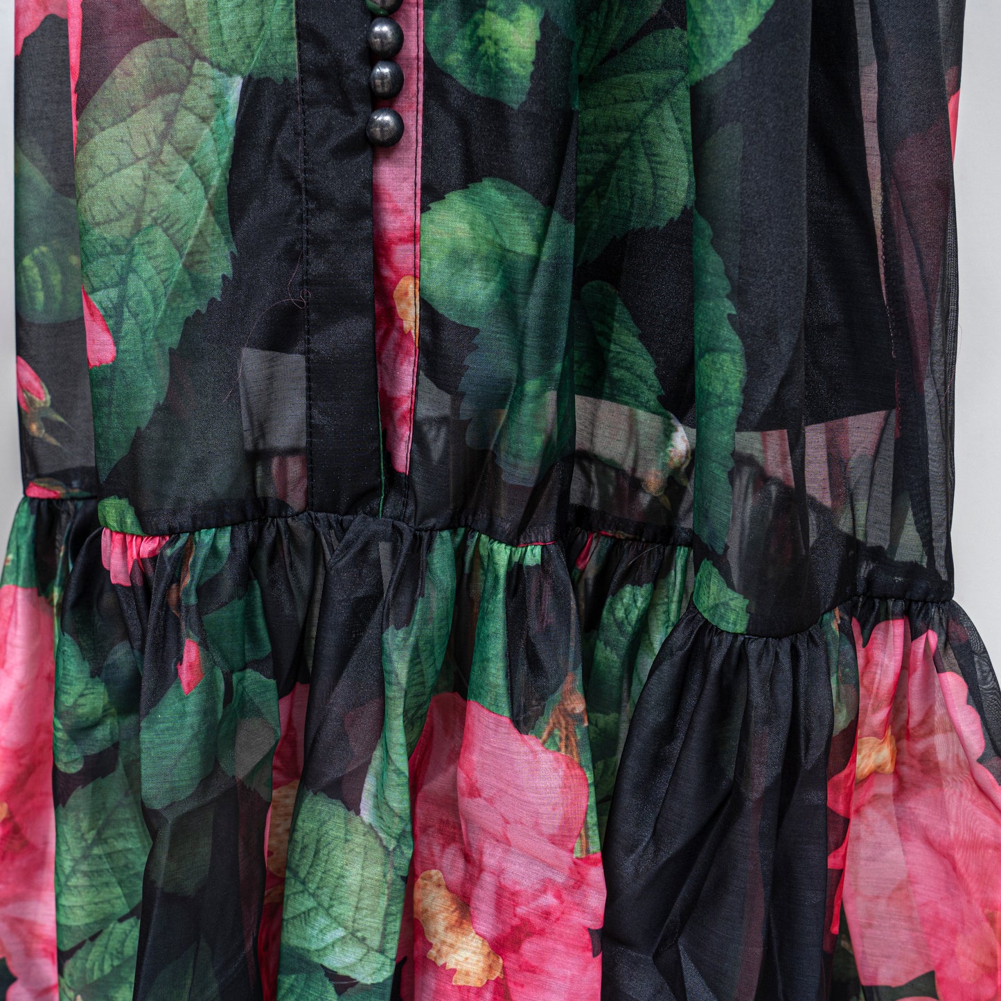 Women's Floral Print Puff Sleeve Fishtail Loose Maxi Dress