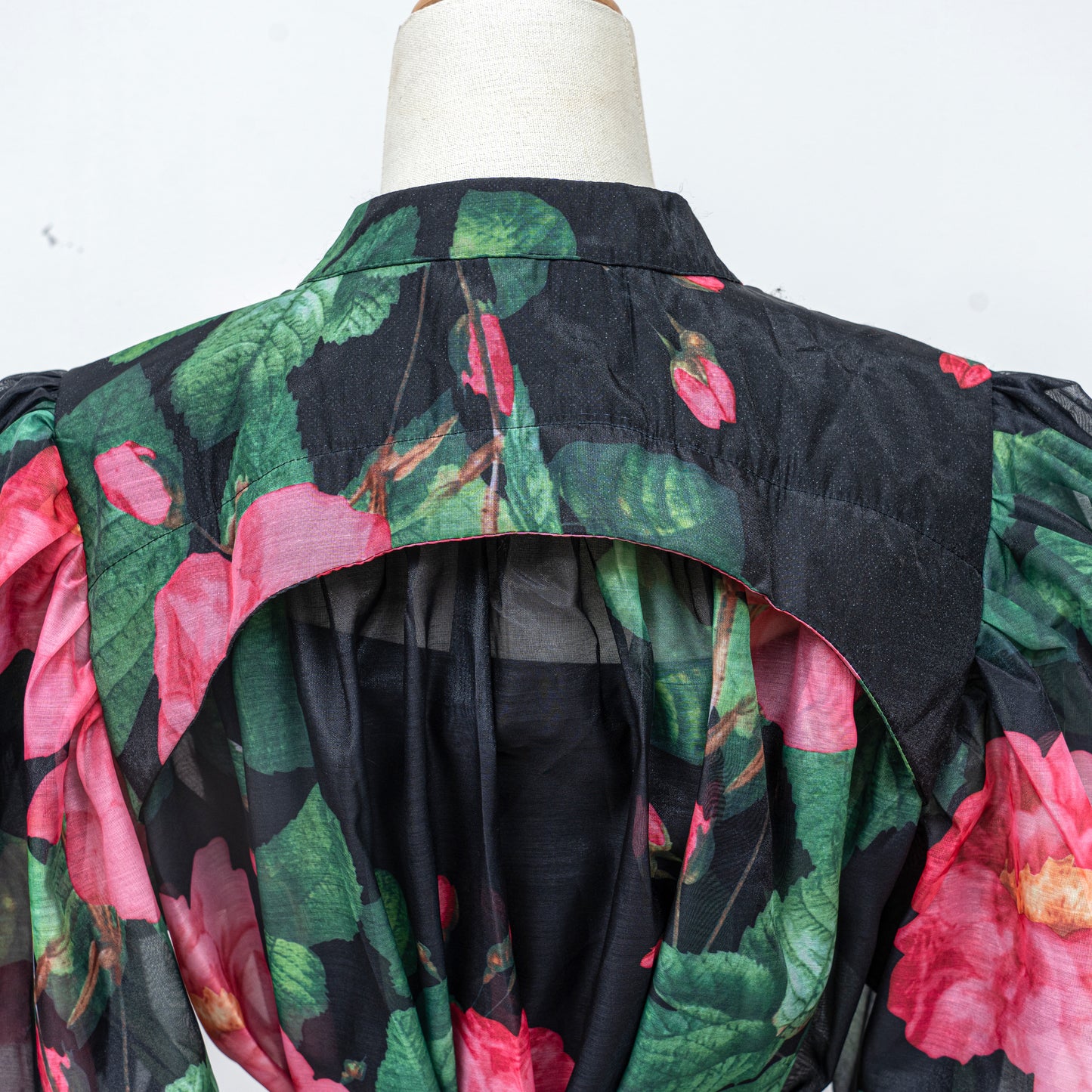 Women's Floral Print Puff Sleeve Fishtail Loose Maxi Dress