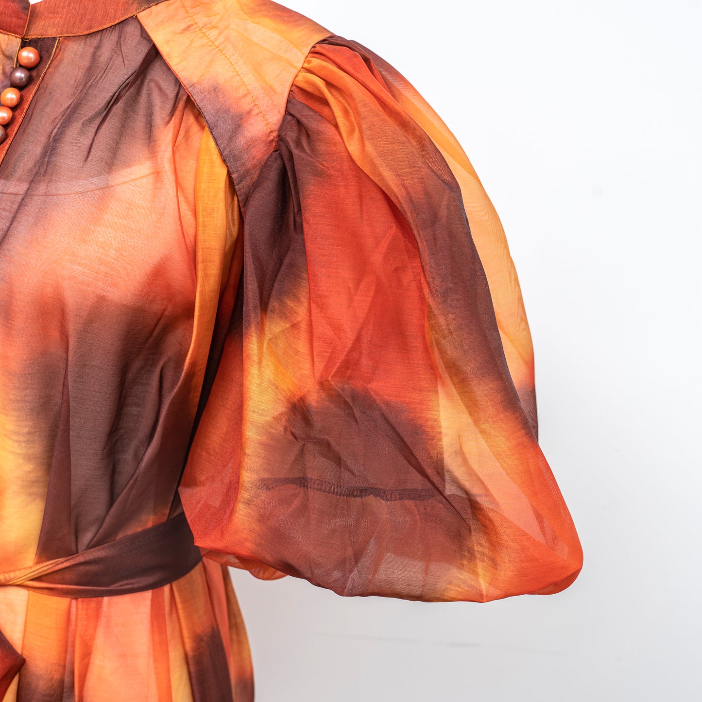 Women's Floral Print Puff Sleeve Fishtail Loose Maxi Dress
