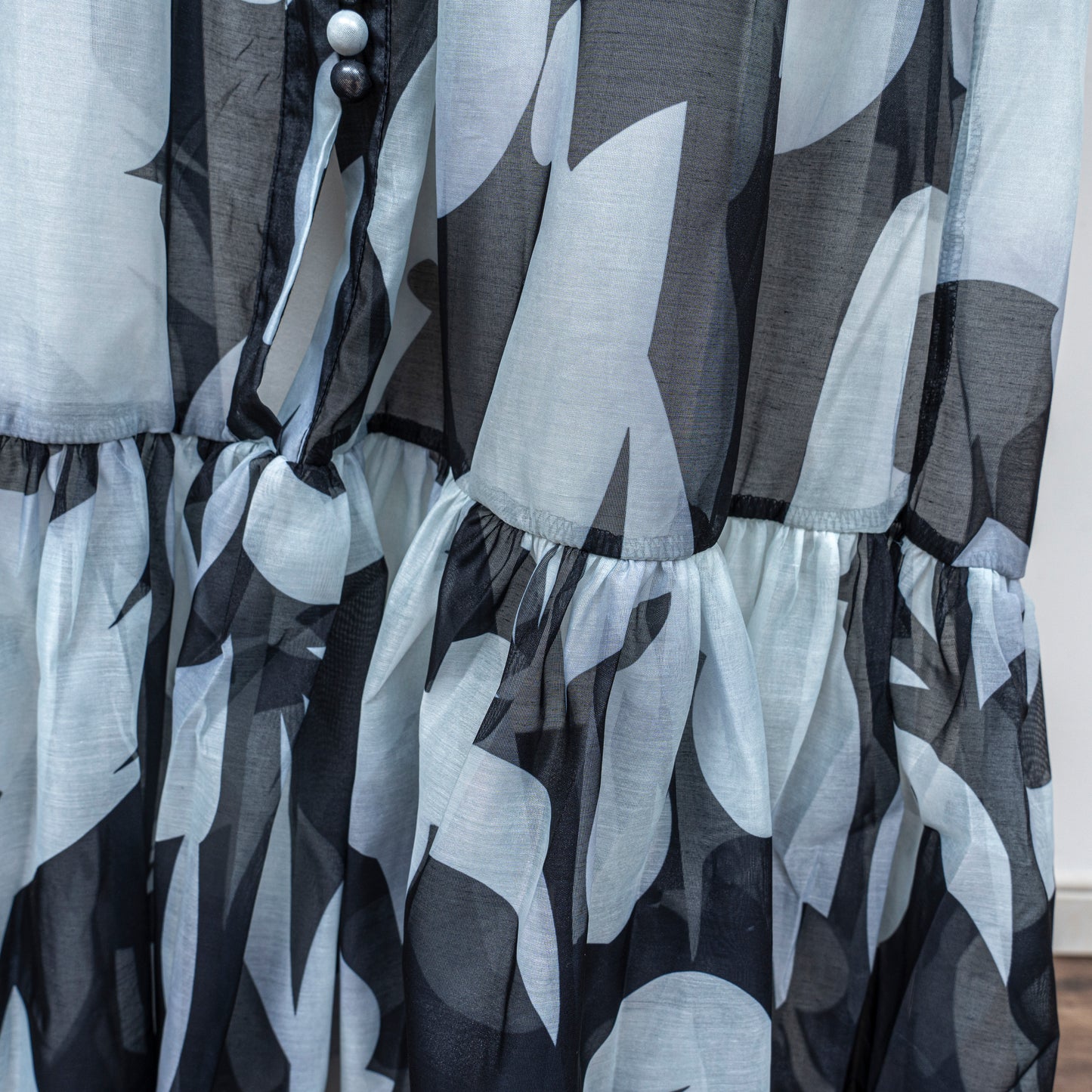 Women's Floral Print Puff Sleeve Fishtail Loose Maxi Dress
