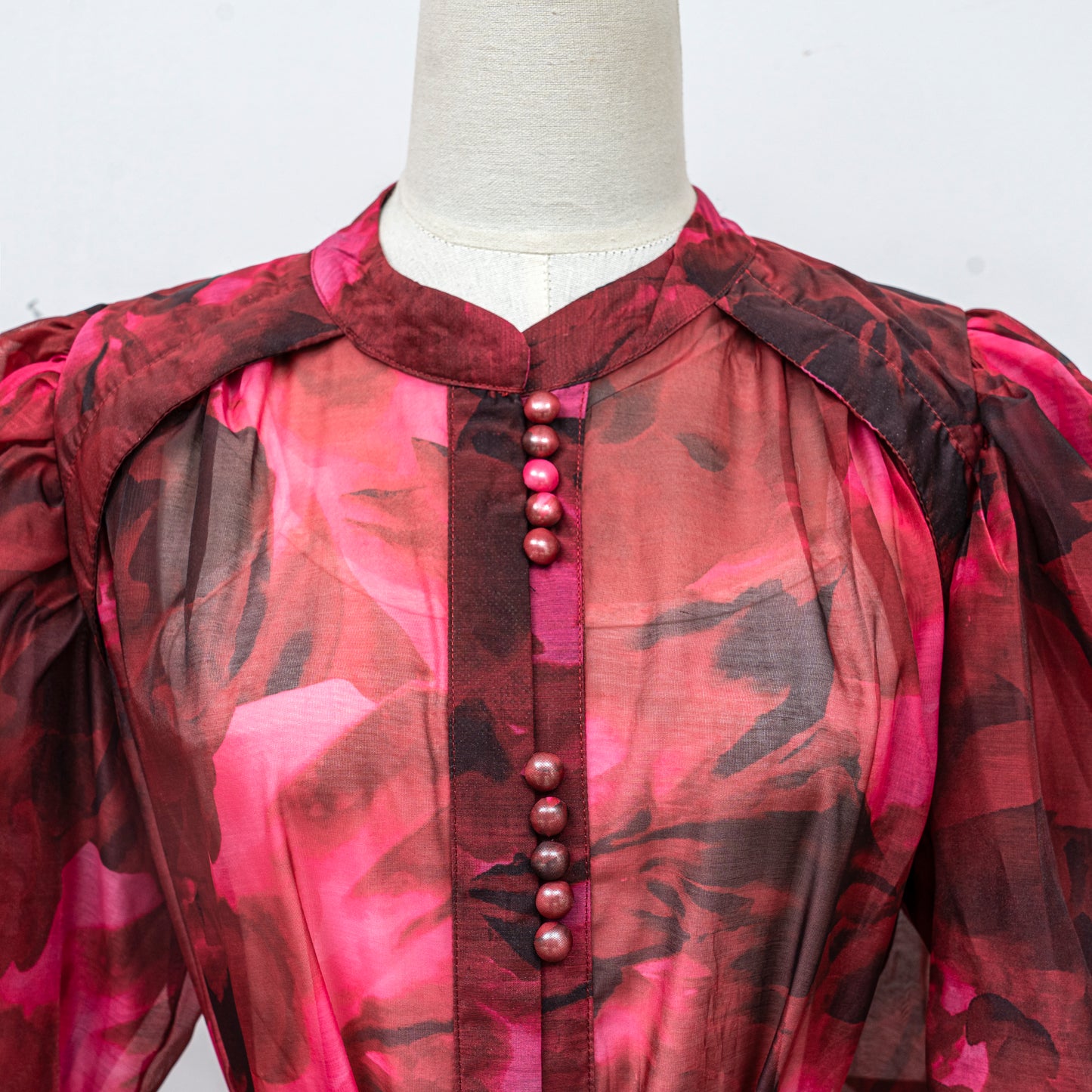 Women's Floral Print Puff Sleeve Fishtail Loose Maxi Dress