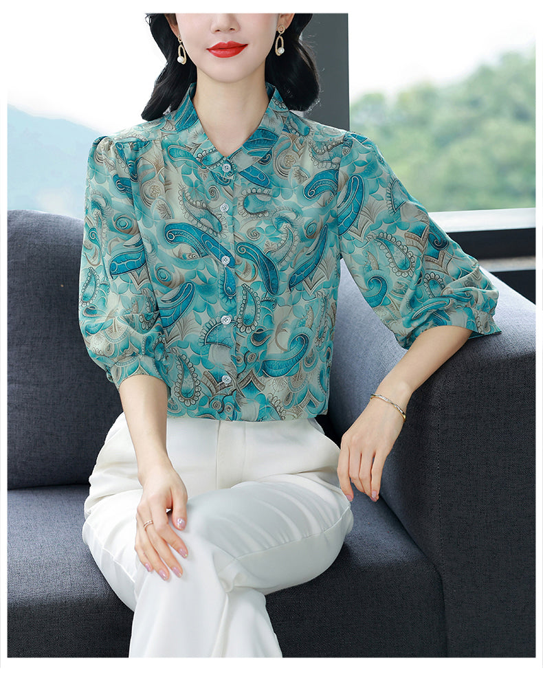 Paisley Art Print Blouse – Lightweight Gallery Collection Shirt