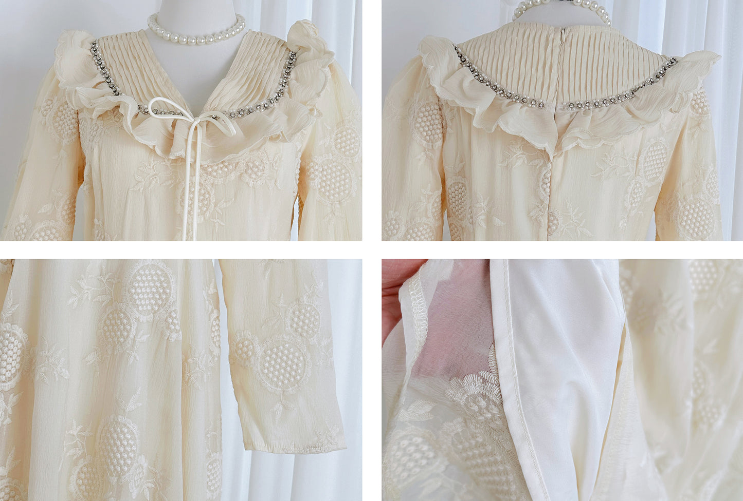 French-Inspired Embroidered Ruffled A-line Maxi Dress