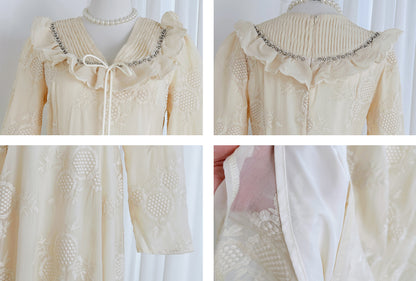 French-Inspired Embroidered Ruffled A-line Maxi Dress