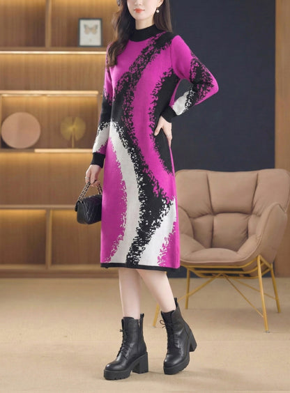 Women's Turtleneck Long Sleeve Knit Sweater Dress