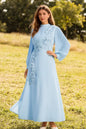 Romantic 3D Flower Lantern Sleeve Maxi Evening Formal Dress