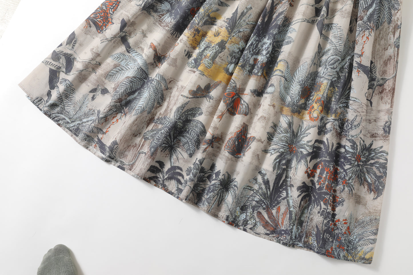 Women's Short Sleeves Print Pocket Button Midi Dress