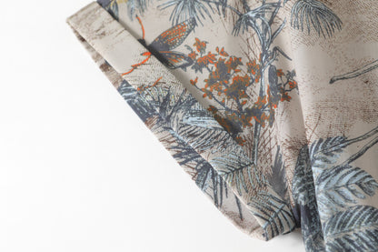 Women's Short Sleeves Print Pocket Button Midi Dress