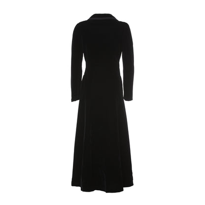 28663 Women’s Long Velvet Coat – Burgundy & Navy | Elegant Fall & Winter Outerwear - LAI MENG FIVE CATS