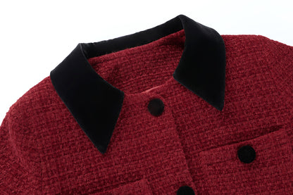 28692-Velvet Trim Tweed Jacket — Paris Café & London Autumn Style