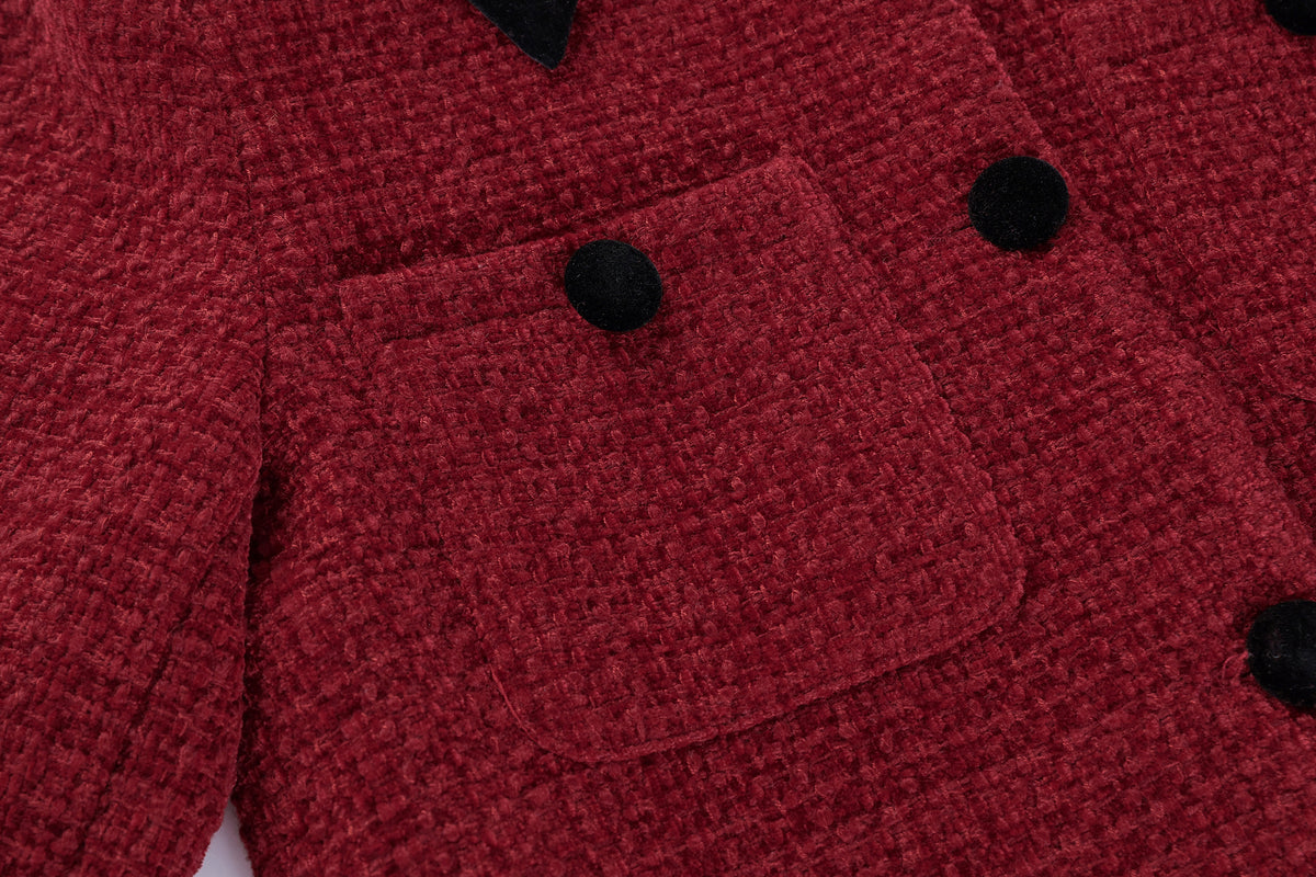 28692-Velvet Trim Tweed Jacket — Paris Café & London Autumn Style