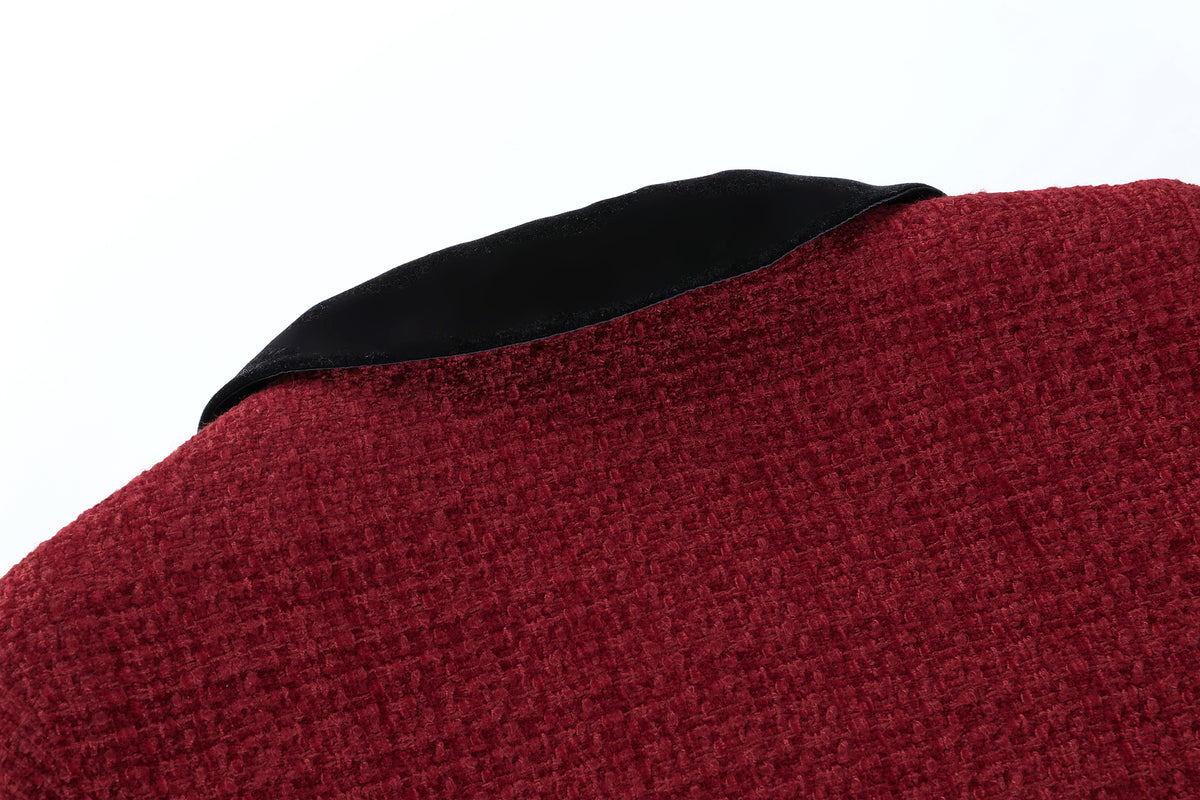28692-Velvet Trim Tweed Jacket — Paris Café & London Autumn Style