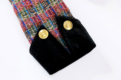 28689-Tweed & Velvet Cropped Jacket | LAI MENG FIVE CATS - LAI MENG FIVE CATS
