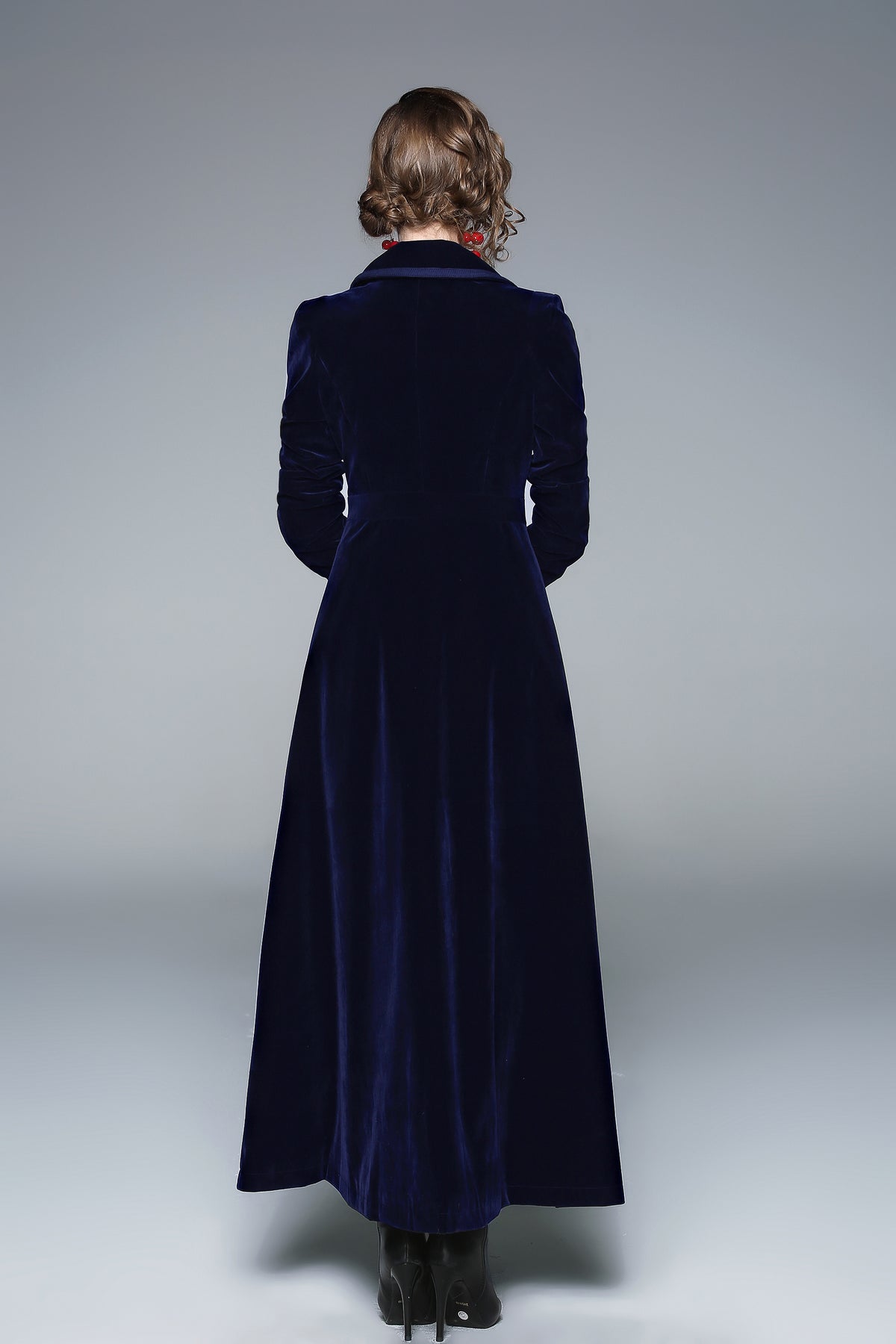 Women’s Long Velvet Coat – Burgundy & Navy | Elegant Fall & Winter Outerwear