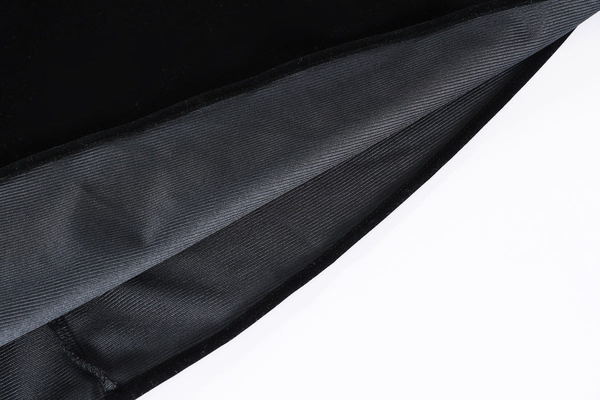 28698 Black Velvet Pearl Collar Dress – A Statement in Color