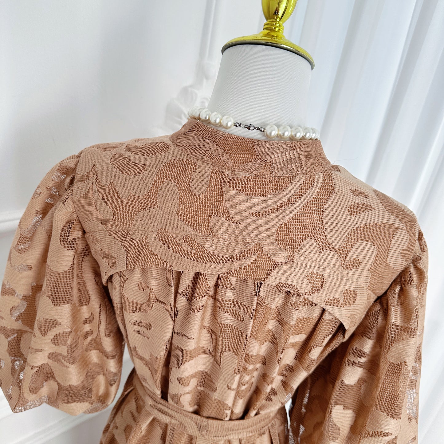Khaki Lace Button Front Midi Dress | Coastal Summer Style