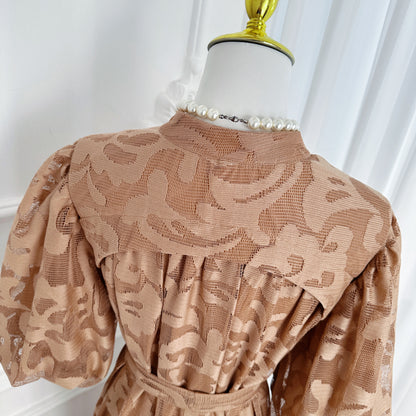 Khaki Lace Button Front Midi Dress | Coastal Summer Style