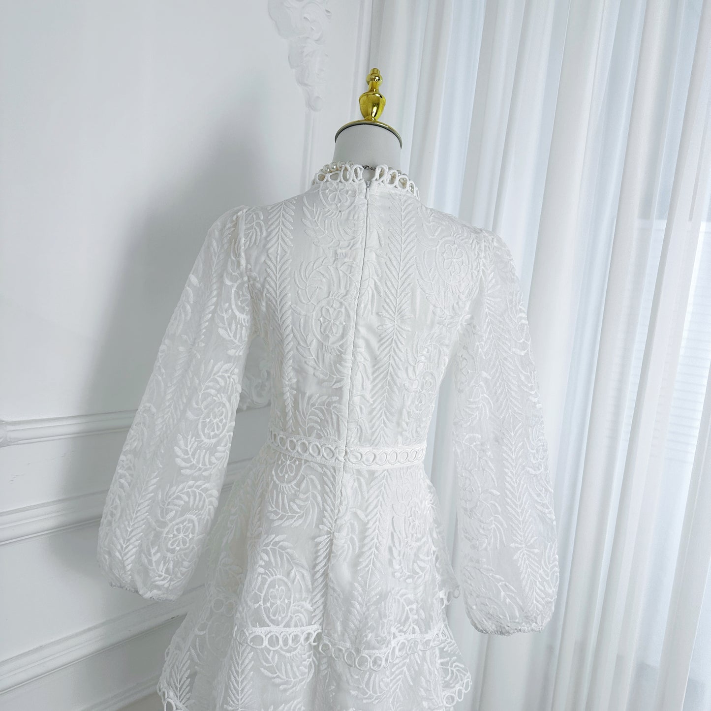 Women's Mesh Embroidery Ruffle Tiered Layered Maxi Dress