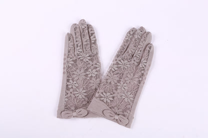 Lace Bow Gloves for Women Sun Uv Protection Gloves
