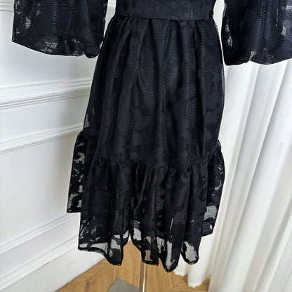 Black Romantic Puff Sleeve Mini Dress