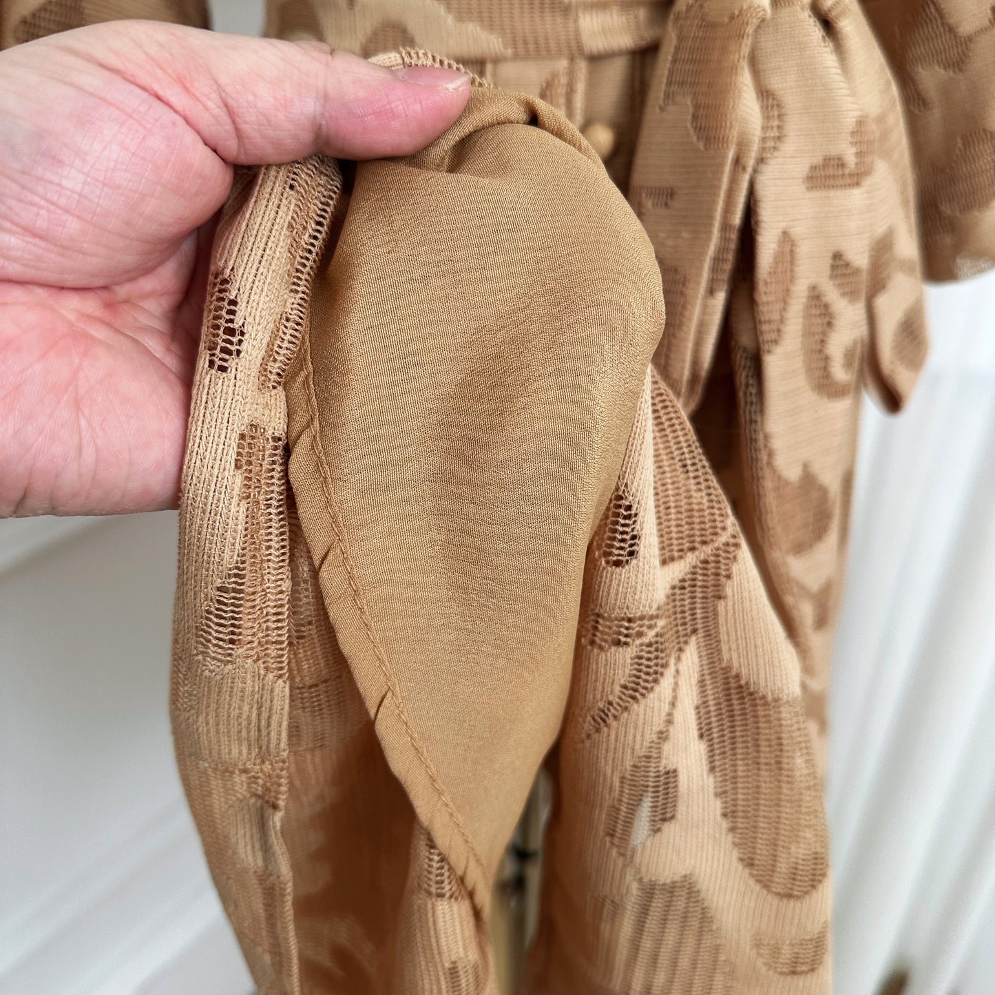 Khaki Coastal Romantic Mini Dress Loose Fit
