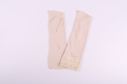 Women's Short Lace Gloves Fingerless Sunscreen Gloves