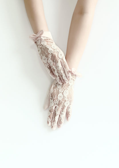 Lace Bow Gloves for Women Sun Uv Protection Gloves