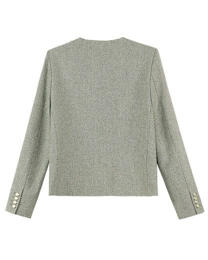 28691-Wool Blend Tweed Jacket — Parisian & London-Inspired Style
