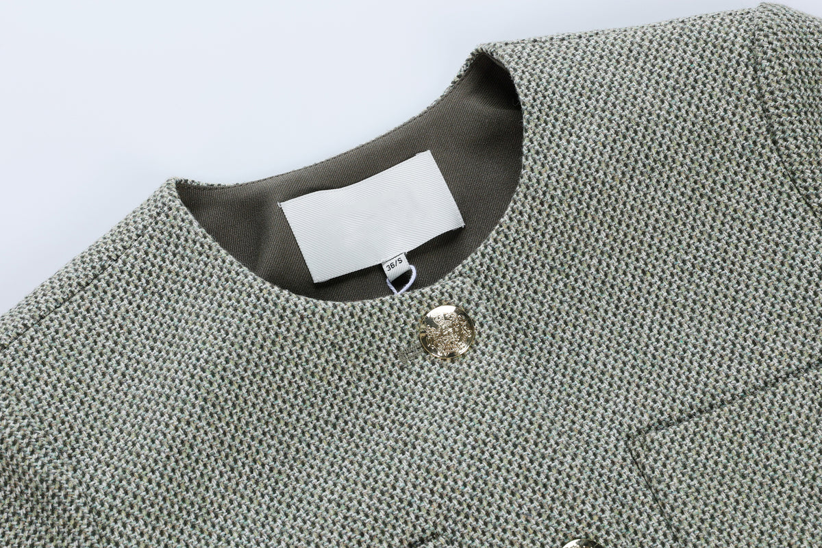 28691-Wool Blend Tweed Jacket — Parisian & London-Inspired Style