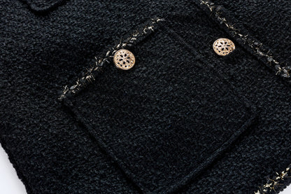 28687 Black Tweed Jacket with Gold Buttons