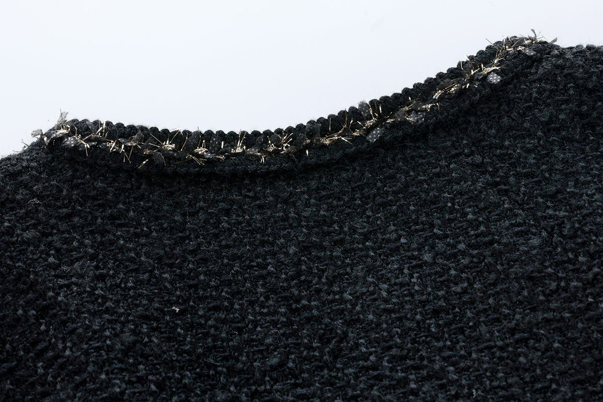 28687 Black Tweed Jacket with Gold Buttons