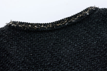 28687 Black Tweed Jacket with Gold Buttons