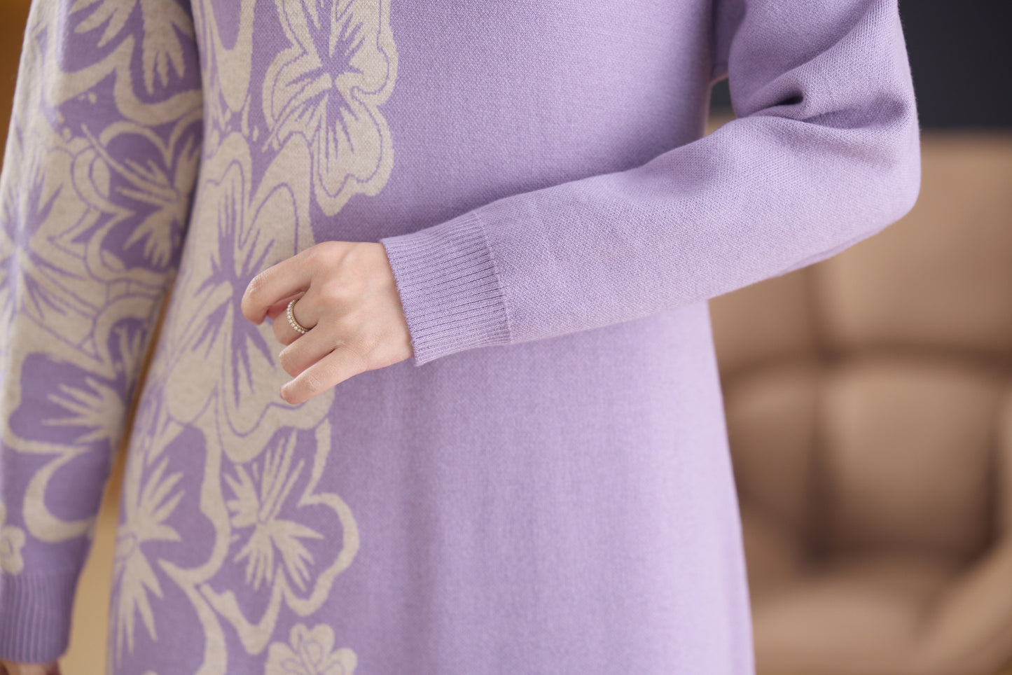 Women's Long Sleeve Stretch Sweater Knit Midi Dress