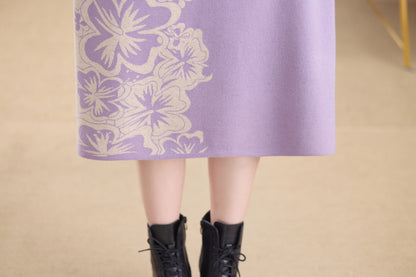 Women's Long Sleeve Stretch Sweater Knit Midi Dress