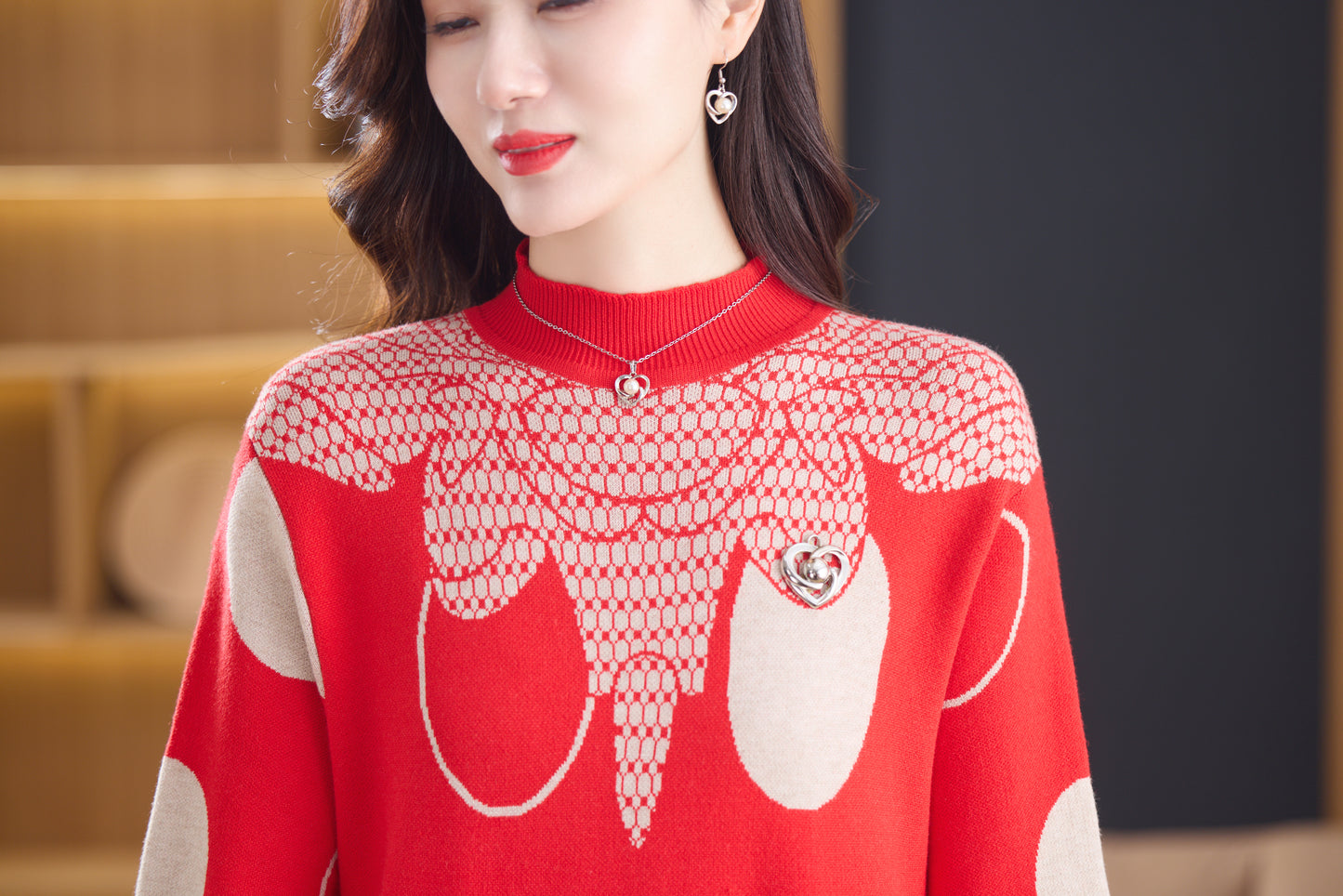 Women's Long Sleeve Stretch Sweater Knit Midi Dress