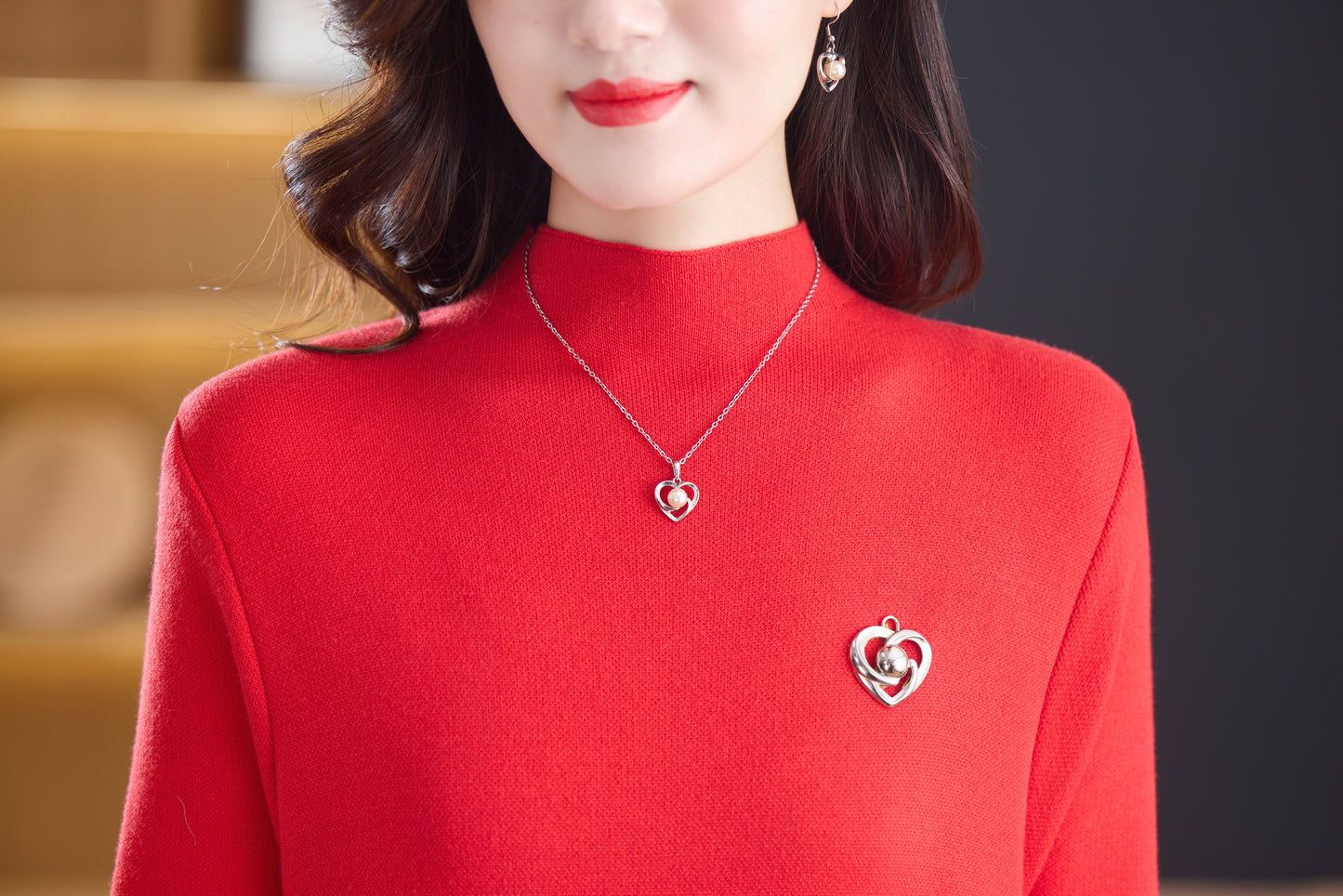 Women's Turtleneck Sweater Long Sleeve Red Dress