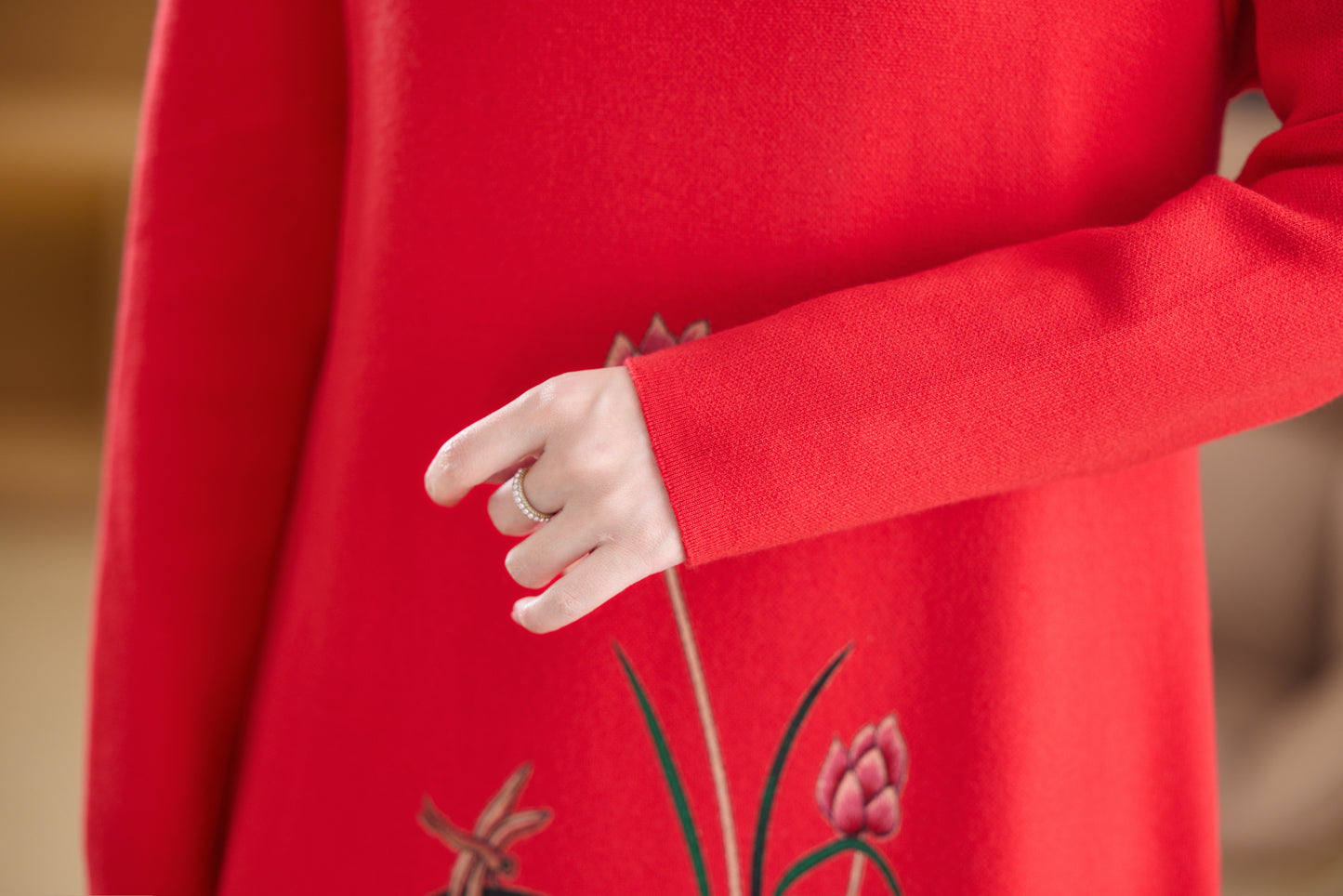 Women's Turtleneck Sweater Long Sleeve Red Dress