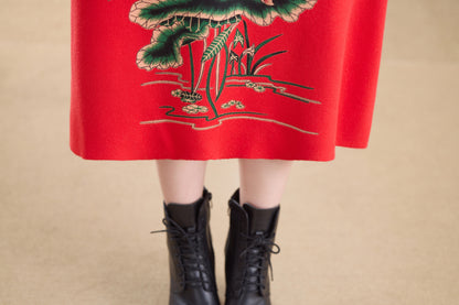 Women's Turtleneck Sweater Long Sleeve Red Dress