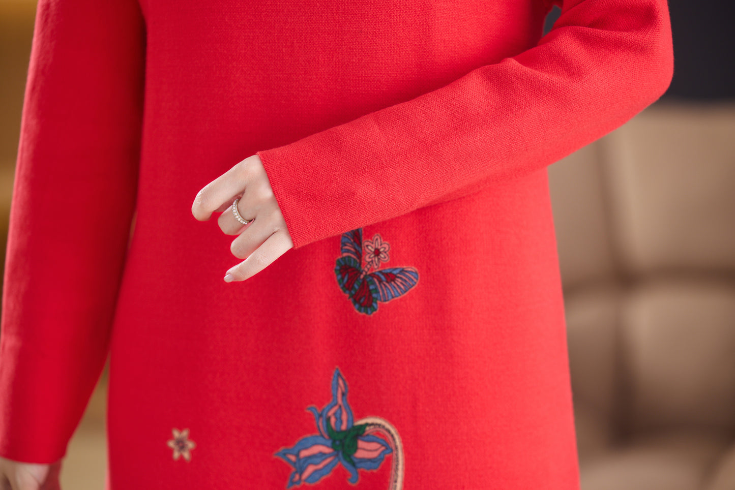 Women's Turtleneck Sweater Long Sleeve Red Dress