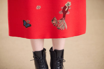 Women's Turtleneck Sweater Long Sleeve Red Dress