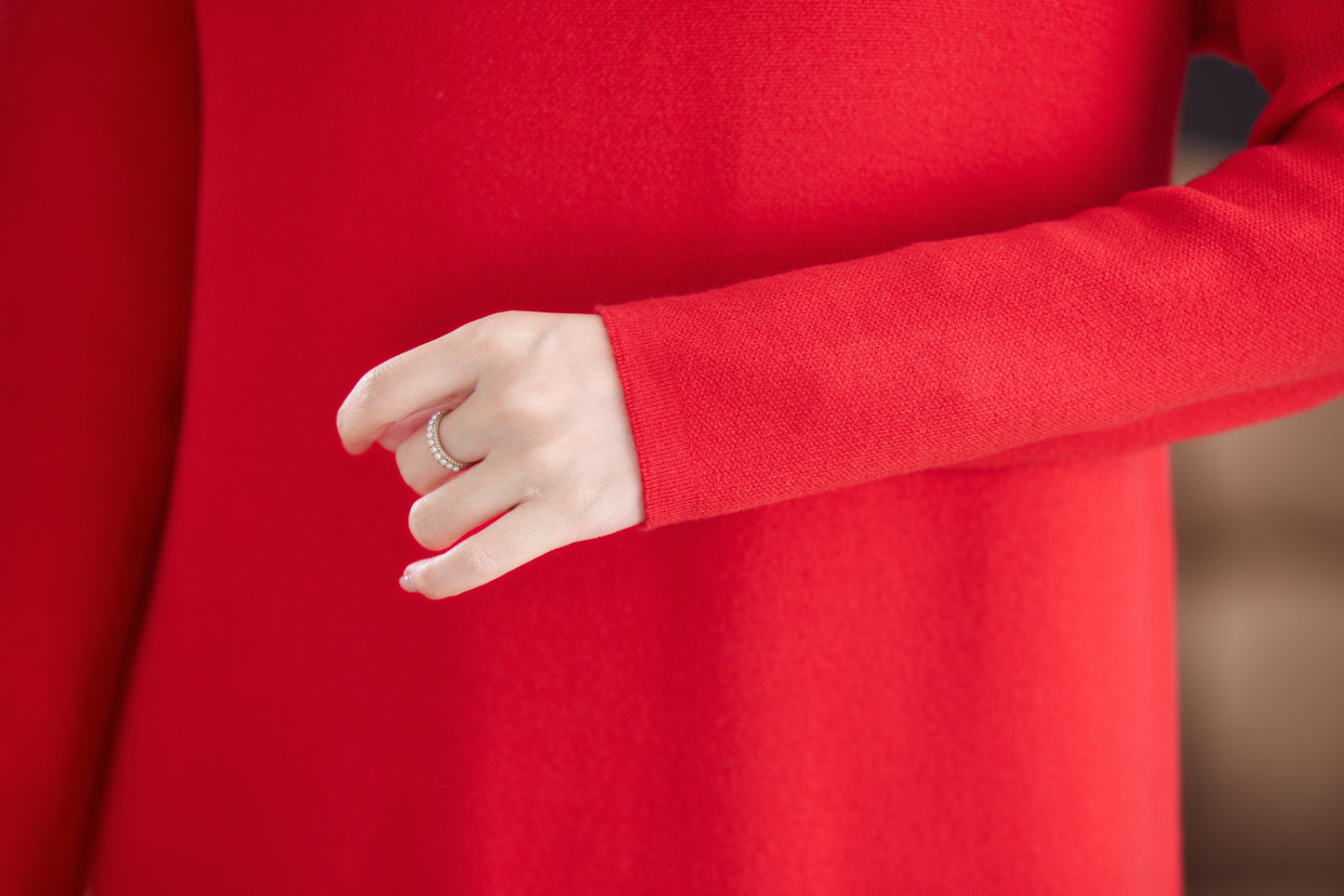 Women's Turtleneck Sweater Long Sleeve Red Dress