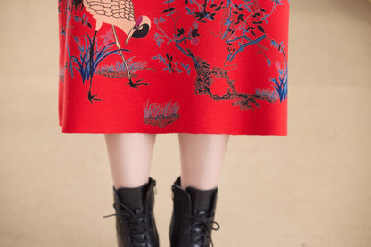 Women's Turtleneck Sweater Long Sleeve Red Dress